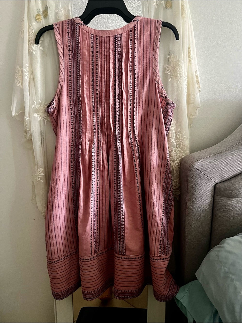 Lucky Brand Dusty Pink Striped Sleeveless Cotton Midi Dress - Picture 2 of 3